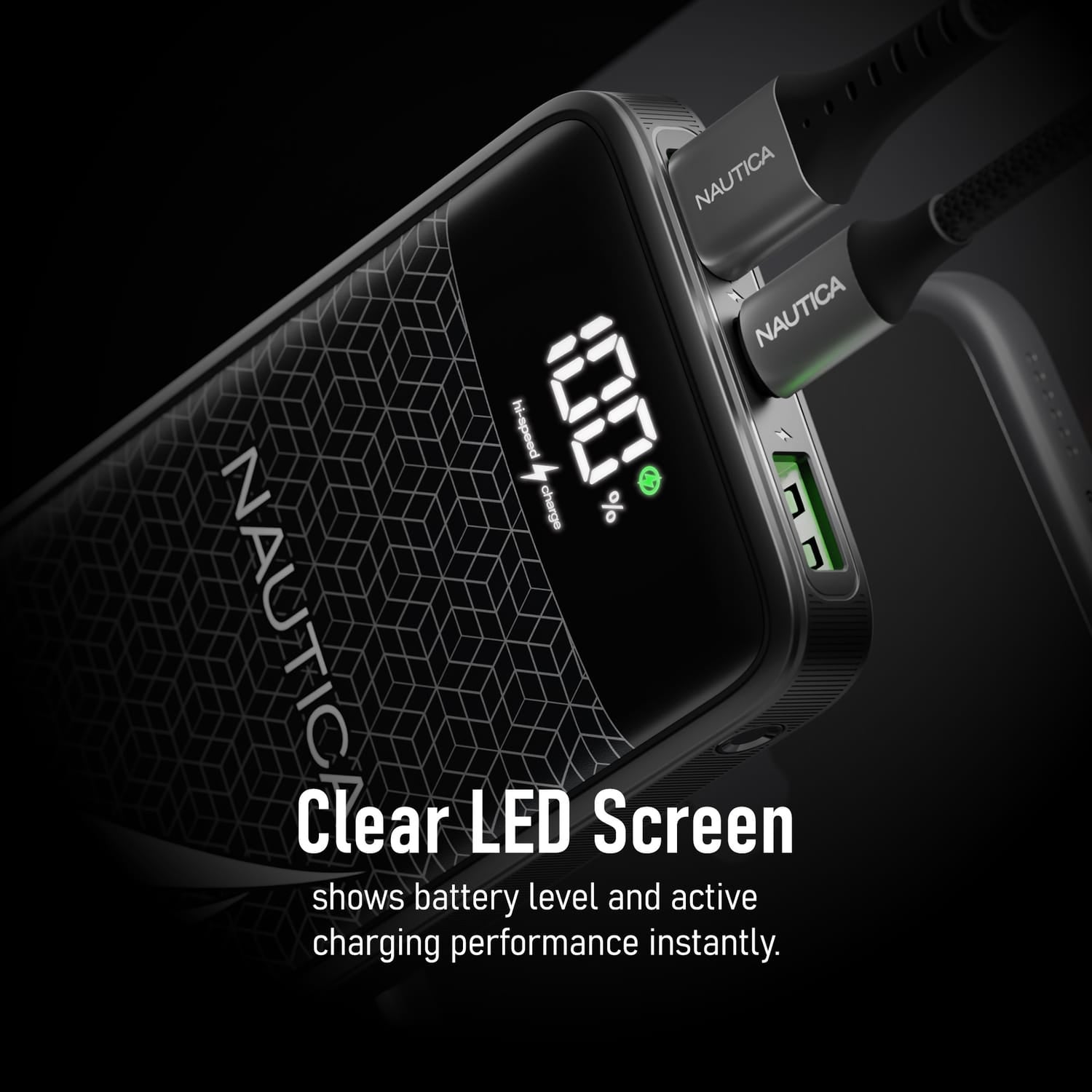 Nautica TURAN PB Dual-USB Hi-Speed Portable Power Pack with Digital Power Display, UCCPB1003, 10kmAh