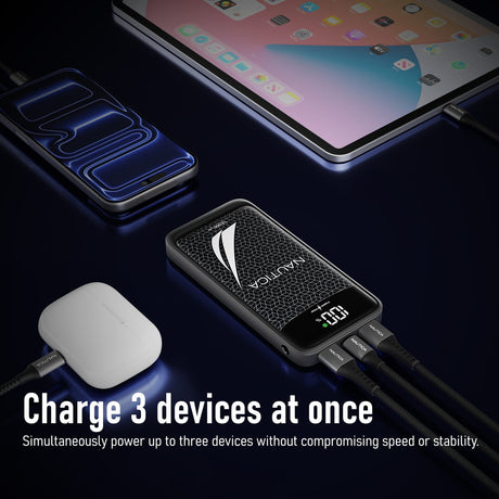 Nautica TURAN PB Dual-USB Hi-Speed Portable Power Pack with Digital Power Display, UCCPB1203, 30kmAh