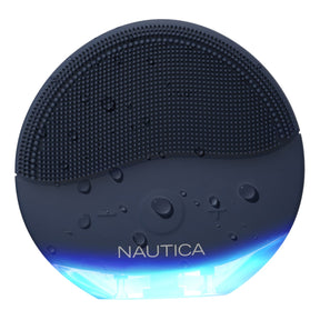 Nautica Compact Waterproof Sonic Dual-Sided Silicone Facial Cleansing Pad, with 12 Vibration Modes and LED Indicator, Rechargeable, Deep Cleanse, Navy
