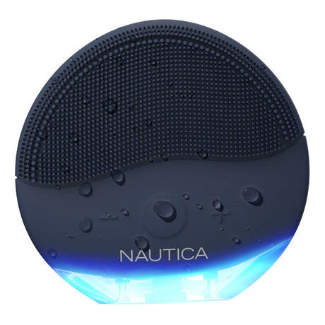 Nautica Compact Waterproof Sonic Dual-Sided Silicone Facial Cleansing Pad, with 12 Vibration Modes and LED Indicator, Rechargeable, Deep Cleanse, Navy