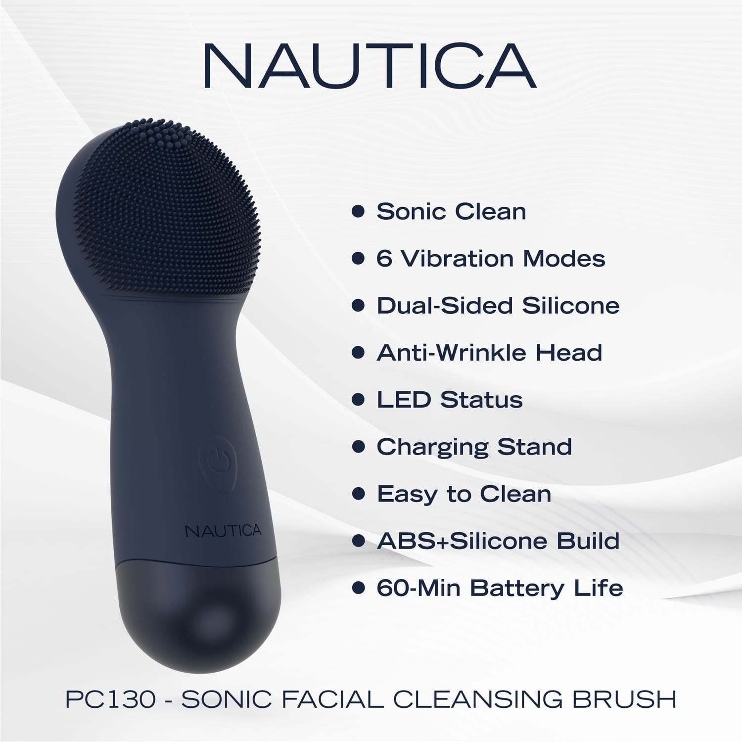 Nautica Sonic Facial Cleansing Brush, PC130, Navy