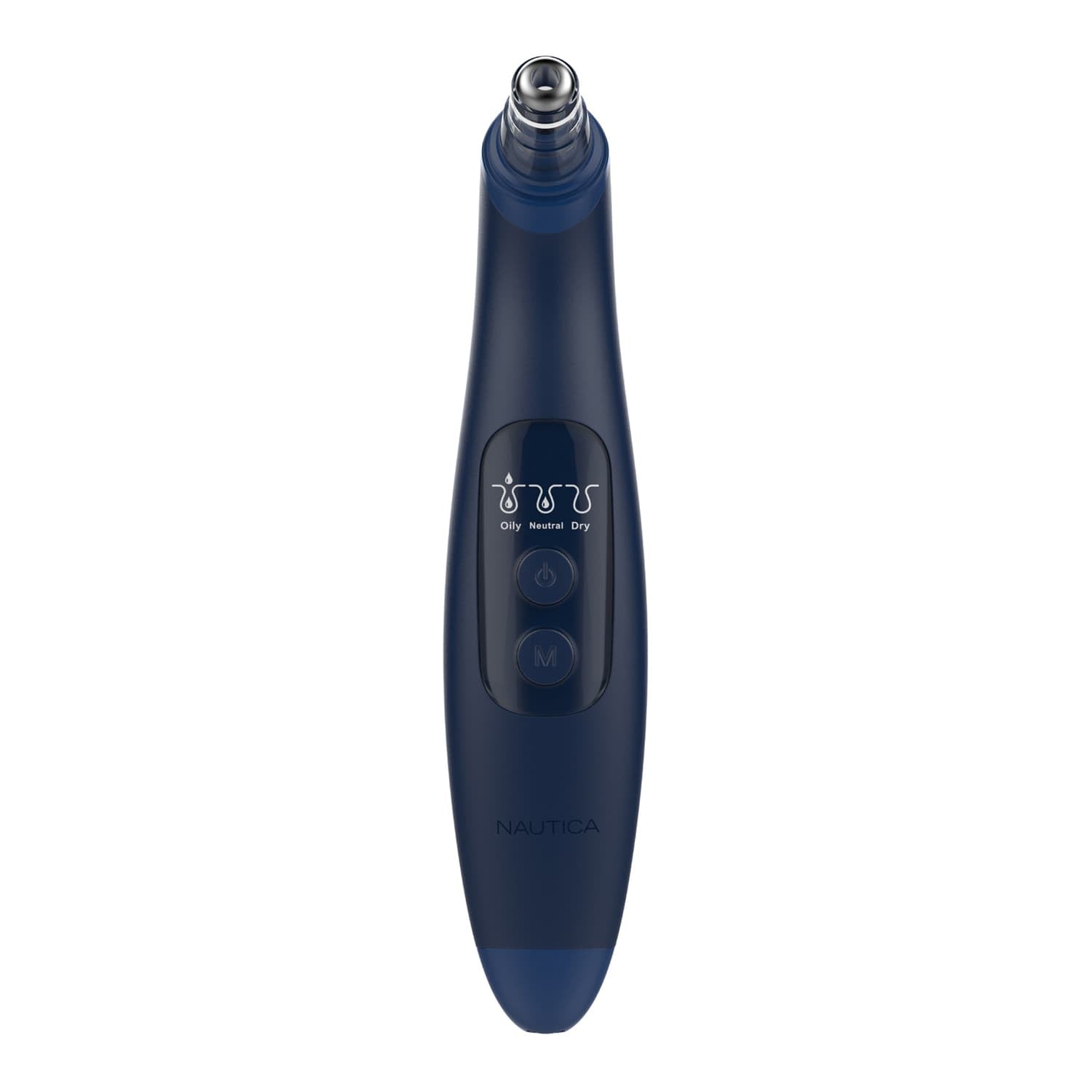 Nautica Compact Blackhead-Remover Vacuum with 6 Adjustable Heads and LED Display, 3 Suction Levels, Rechargable, up to 1-Hour Battery Life, Navy