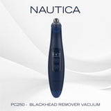 Nautica Compact Blackhead-Remover Vacuum with 6 Adjustable Heads and LED Display, 3 Suction Levels, Rechargable, up to 1-Hour Battery Life, Navy