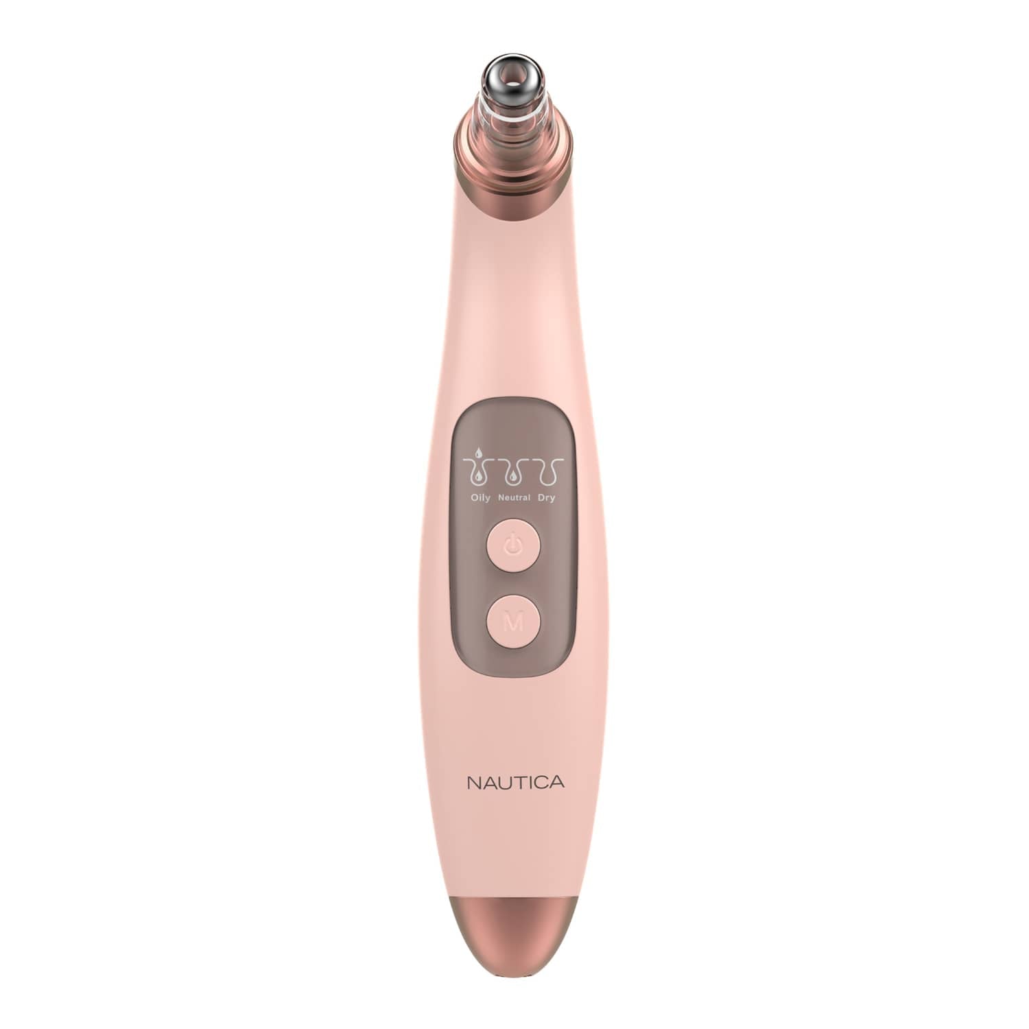 Nautica Compact Blackhead-Remover Vacuum with 6 Adjustable Heads and LED Display, 3 Suction Levels, Rechargable, up to 1-Hour Battery Life, Nude