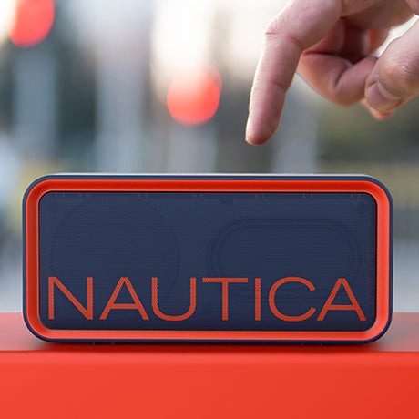 Nautica 10-Watt-Peak Urban SP100 Portable Bluetooth Rechargeable Speaker with TWS, USB/microSD/Aux, IPX5, up to 7 Hours Play Time, Navy/Red