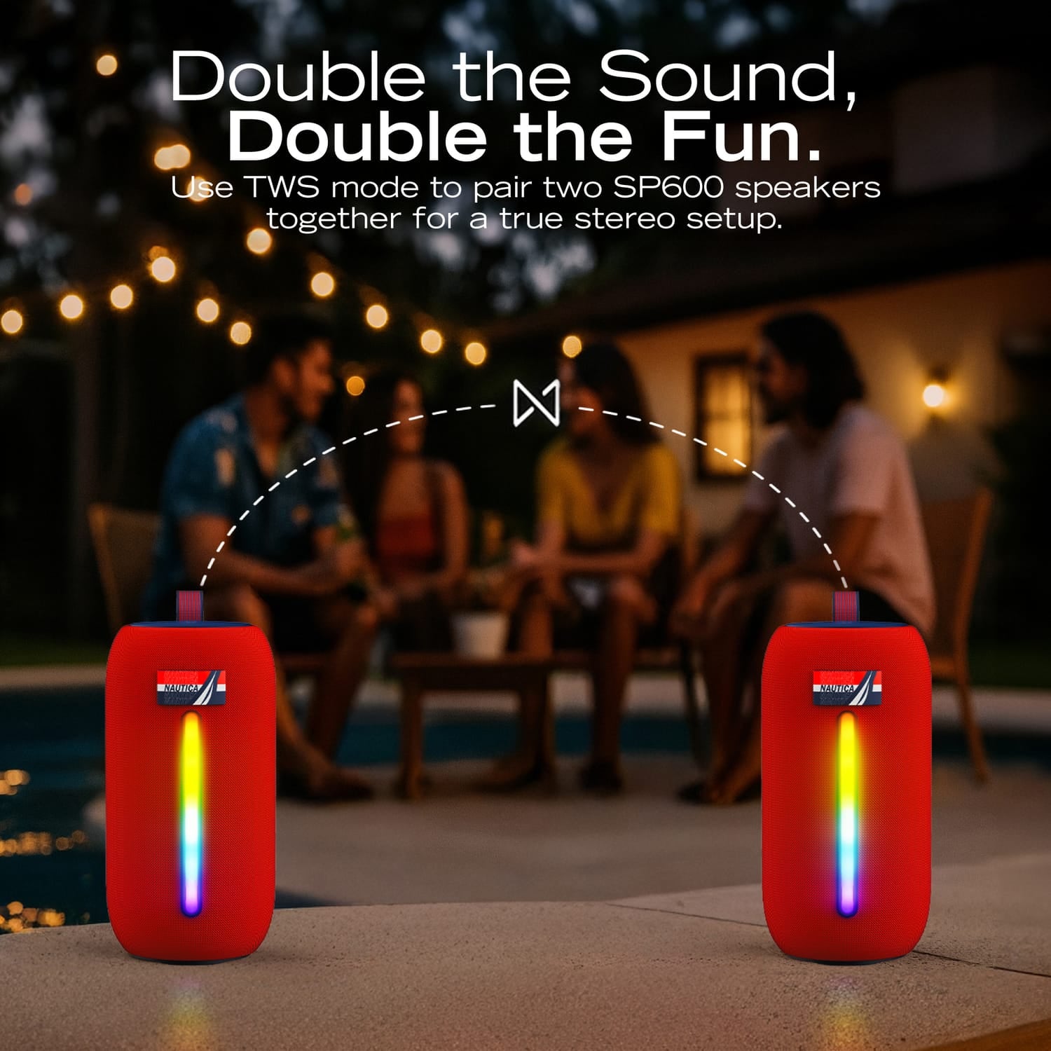 Nautica Urban SP610 Portable Bluetooth Speaker, Navy/Red