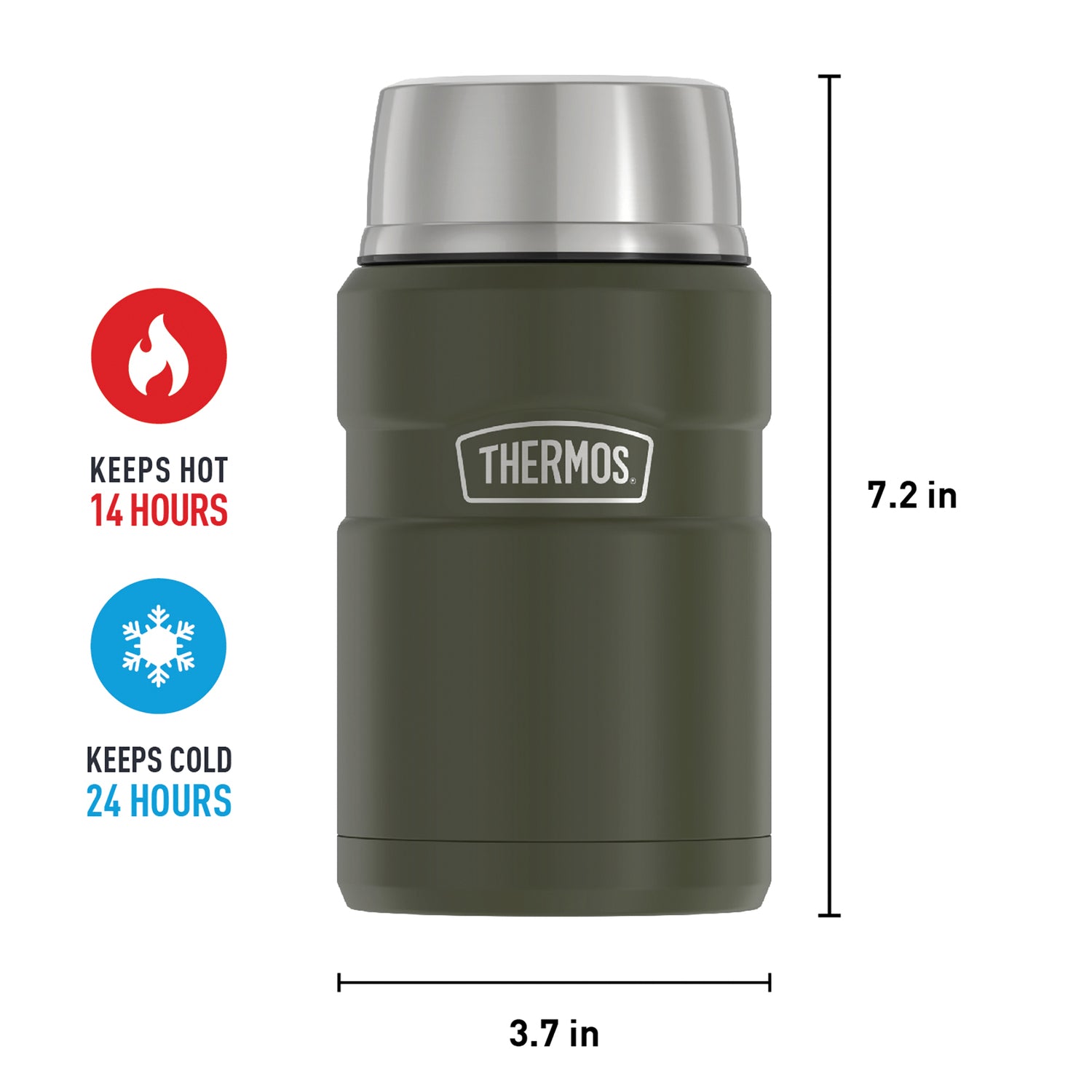 Thermos 24-Ounce Stainless King Vacuum-Insulated Food Jar, Army Green