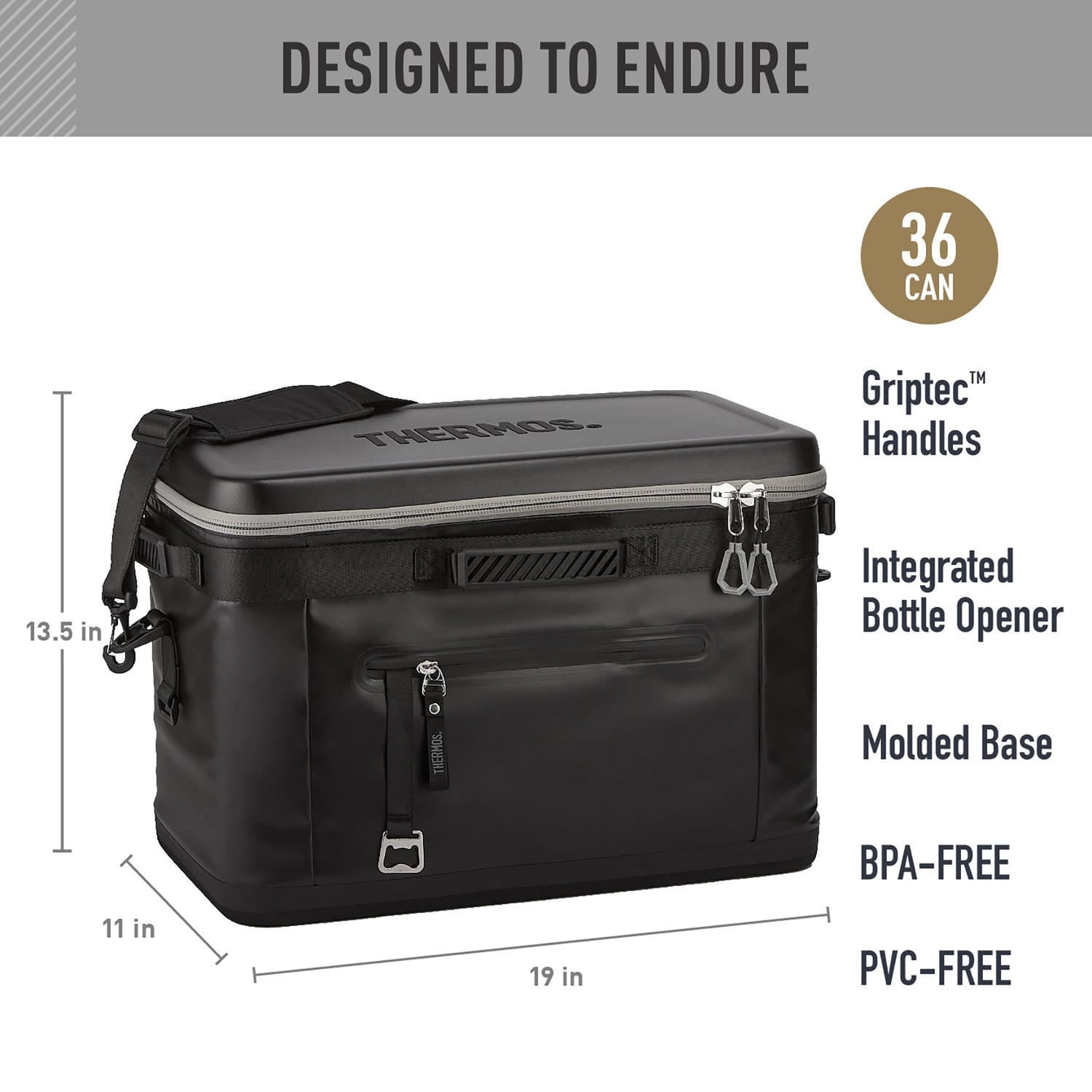 Thermos Icon Series Cooler with Shoulder Strap, Granite, 36 Can
