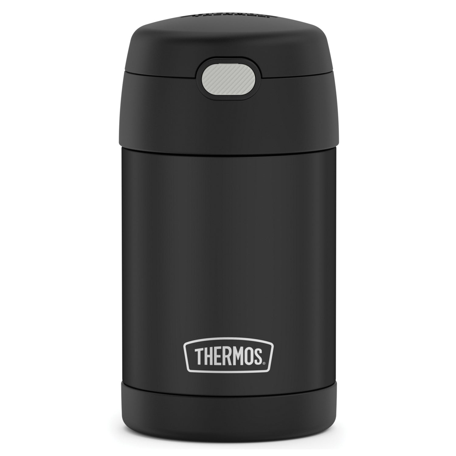 Thermos 16-Ounce FUNtainer Vacuum-Insulated Stainless Steel Food Jar with Folding Spoon, Black Matte
