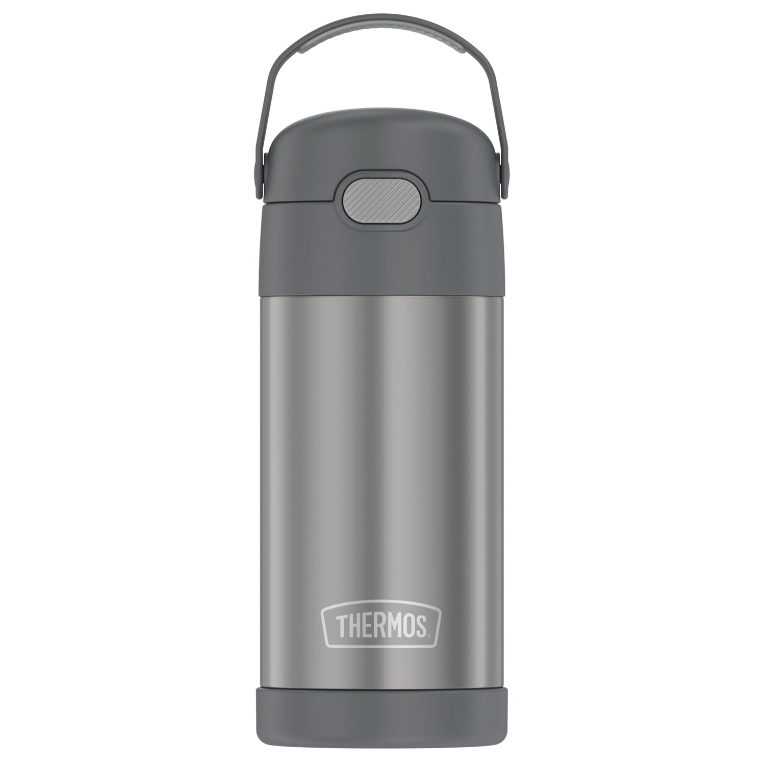 Thermos 12-Ounce FUNtainer Vacuum-Insulated Stainless Steel Bottle, Gray