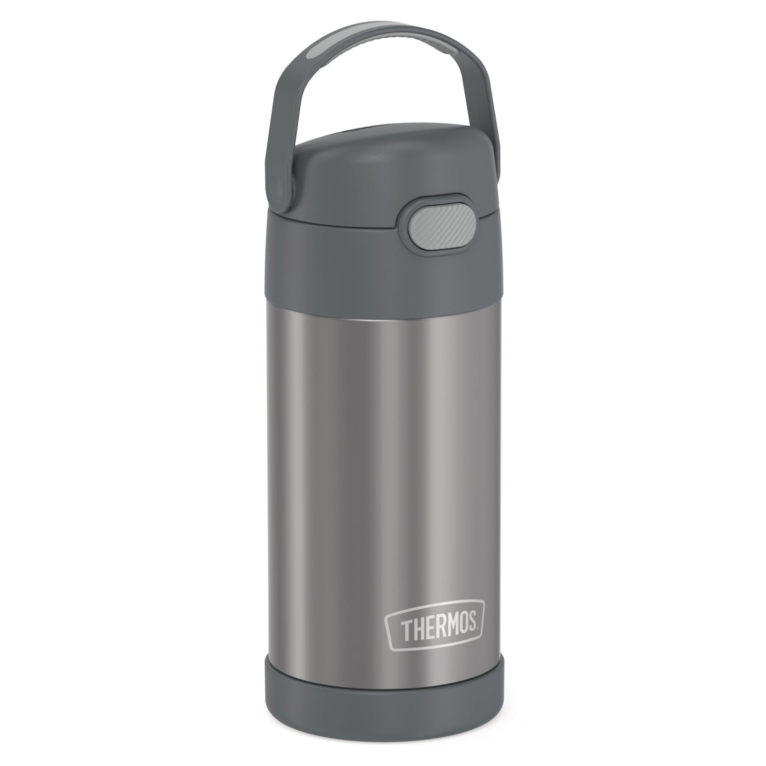 Thermos 12-Ounce FUNtainer Vacuum-Insulated Stainless Steel Bottle, Gray