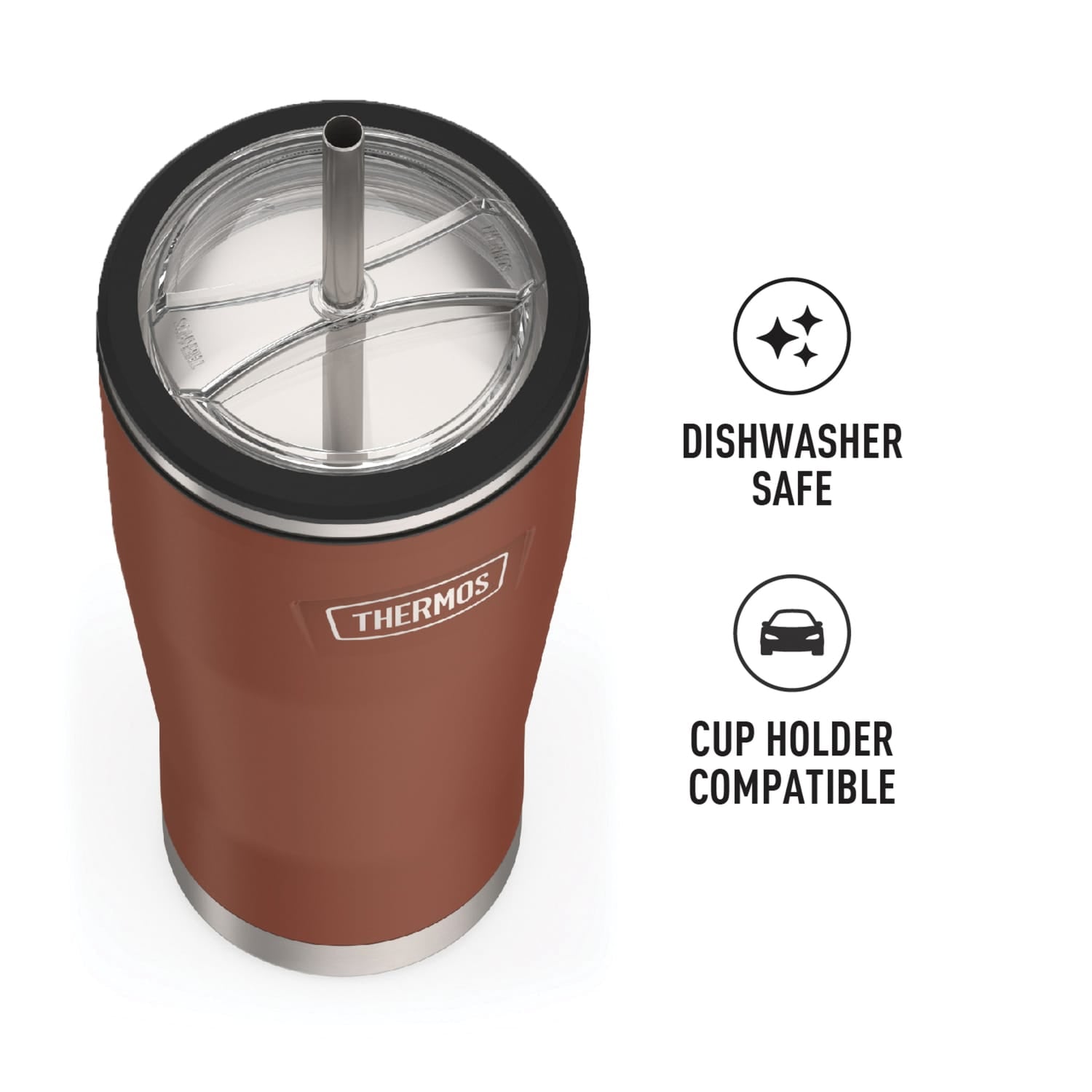 Thermos Icon 24-Oz. Cold Stainless Steel Tumbler with Straw, Saddle