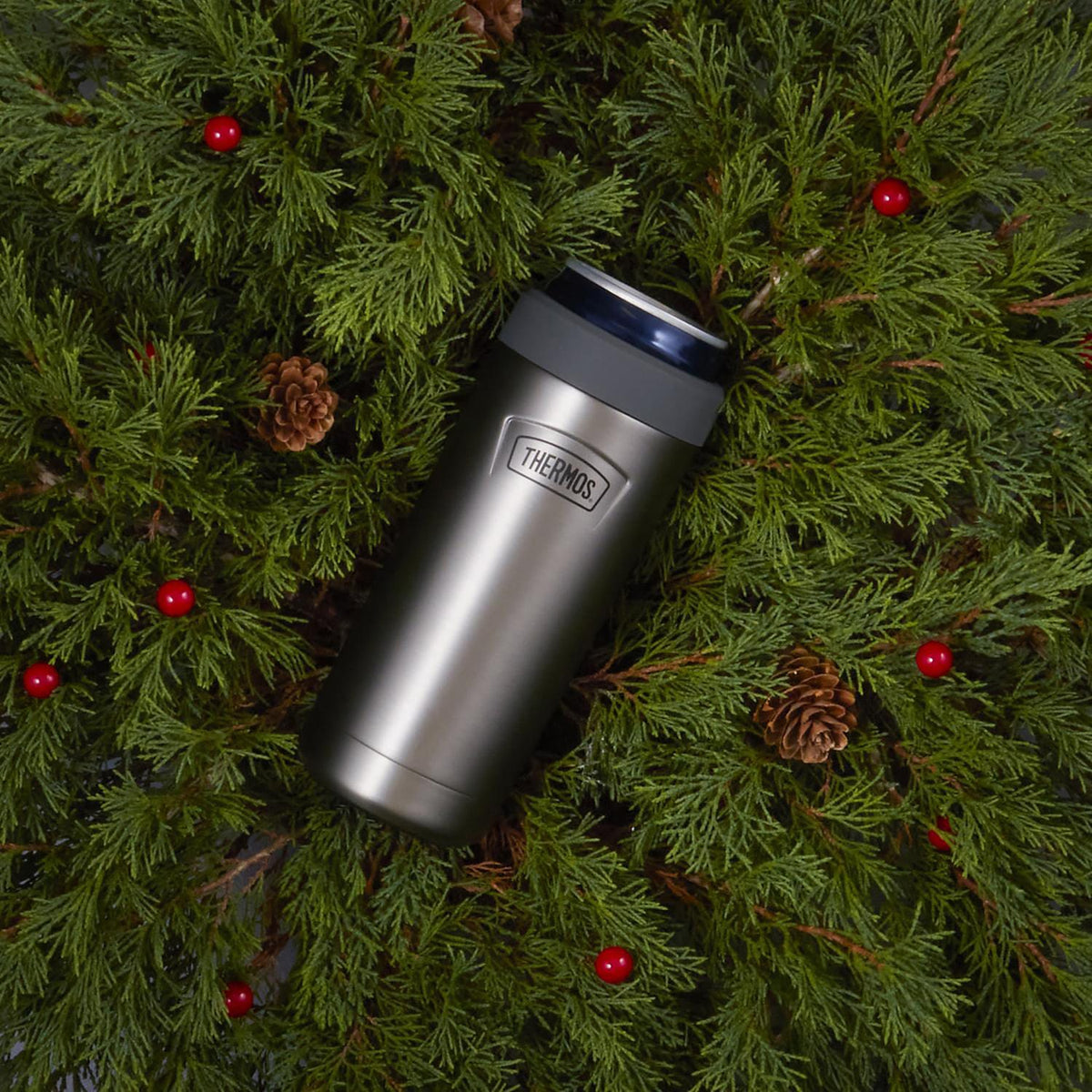 Thermos Icon Series Stainless Steel 12-Oz.-Slim-Can Beverage Insulator, Matte Stainless Steel