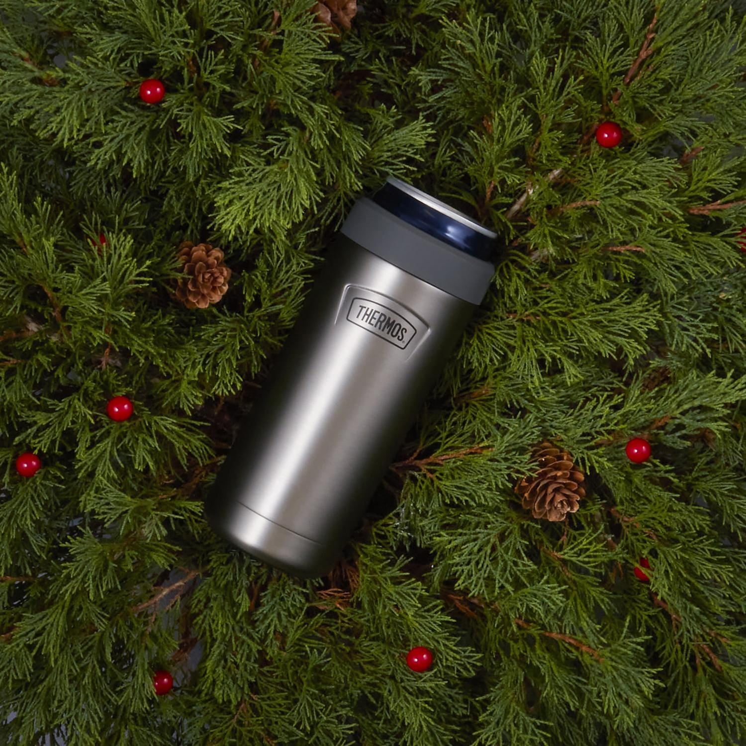 Thermos Icon Series Stainless Steel 12-Oz.-Slim-Can Beverage Insulator, Matte Stainless Steel