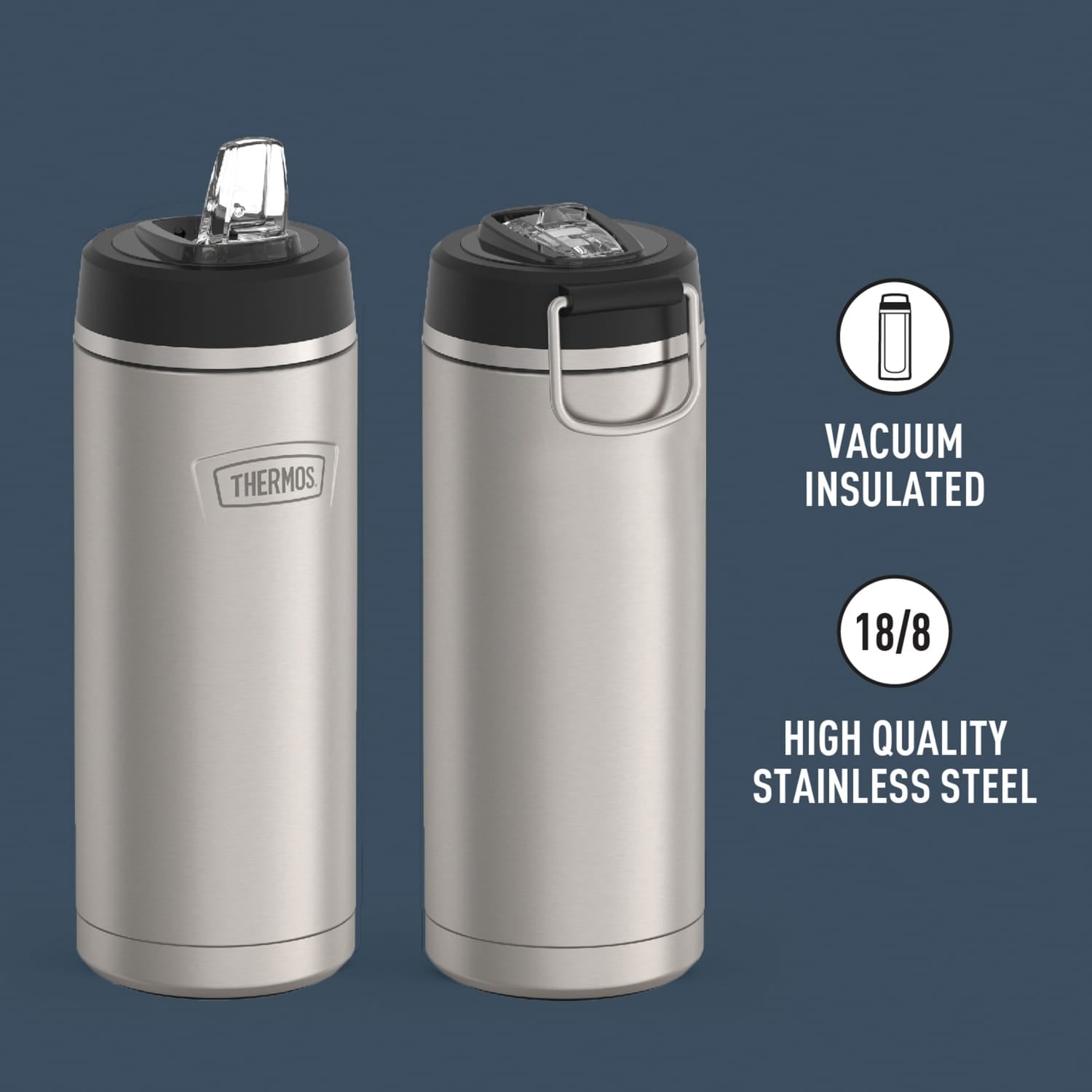 Thermos Icon 32-Oz. Stainless Steel Water Bottle with Straw Lid, Matte Stainless Steel