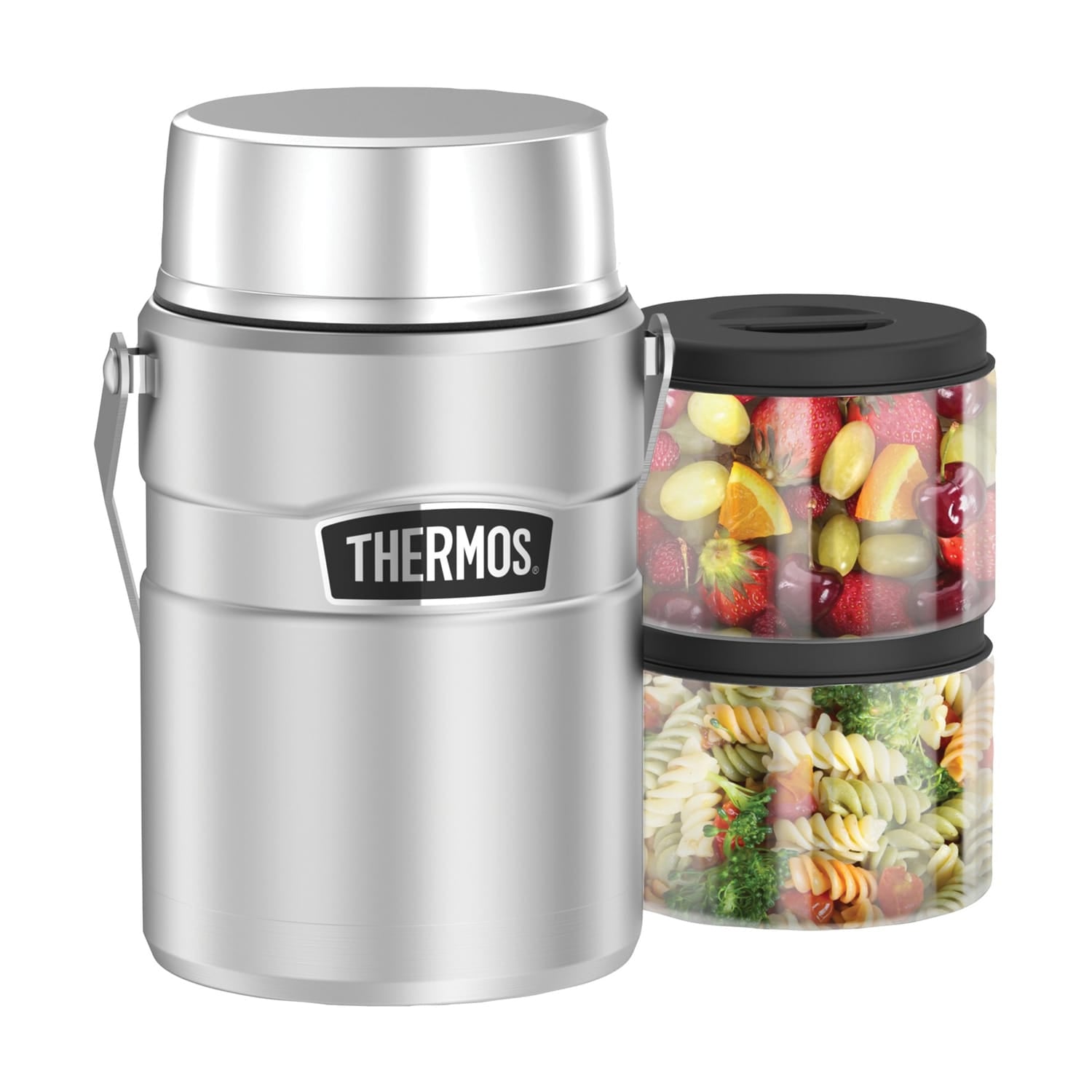 Thermos 47-Oz. Stainless King Big Boss Double-Wall Stainless Steel Food Jar with 2 Inner Containers, Silver