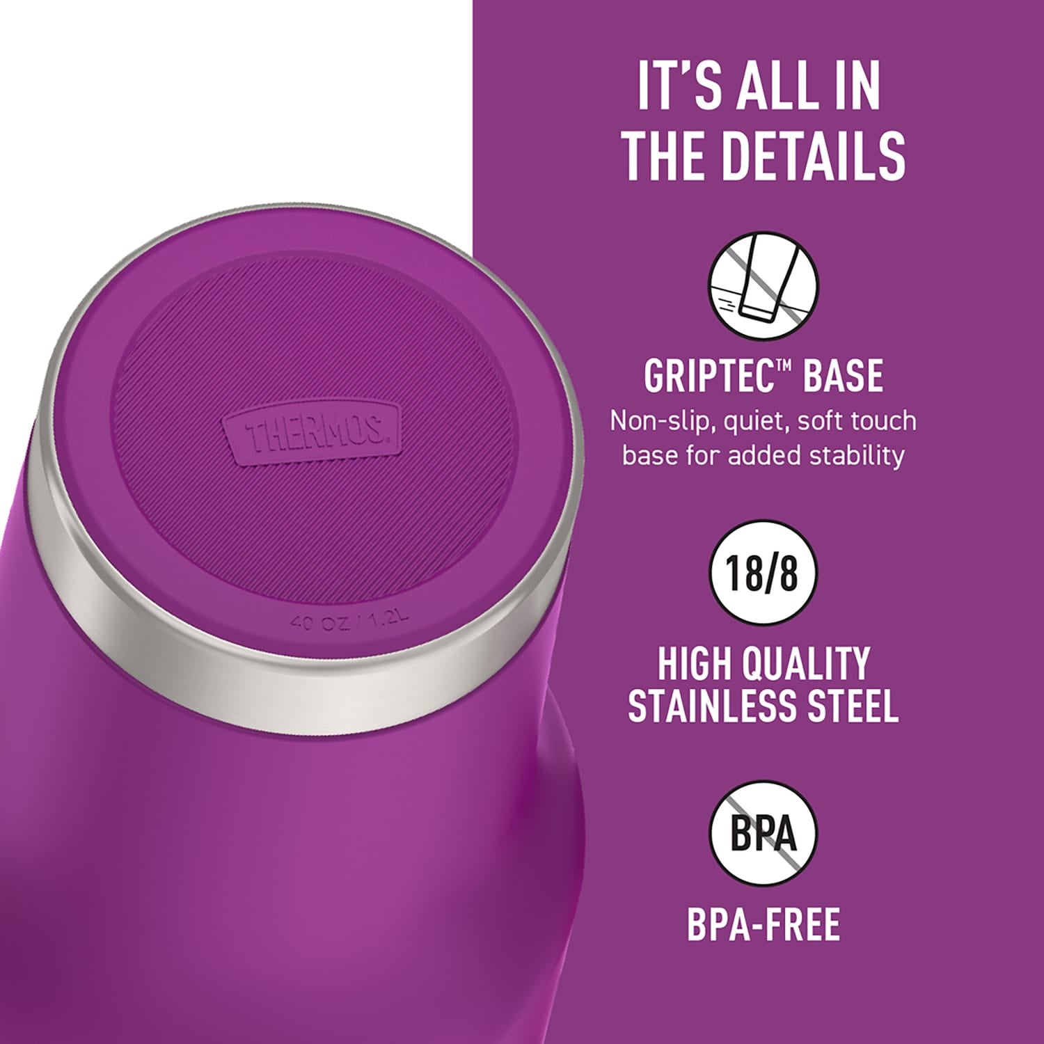 Thermos 40-Oz. Stainless Steel Cup-Holder Mug with Straw, Plum