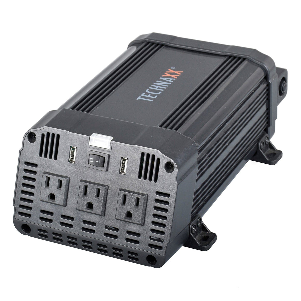 Technaxx 3-AC Outlet and 2-USB Port 1200-Continuous-Watt TE16 Vehicle Power Inverter with Battery Connection Cables, 5044