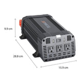 Technaxx 3-AC Outlet and 2-USB Port 1200-Continuous-Watt TE16 Vehicle Power Inverter with Battery Connection Cables, 5044