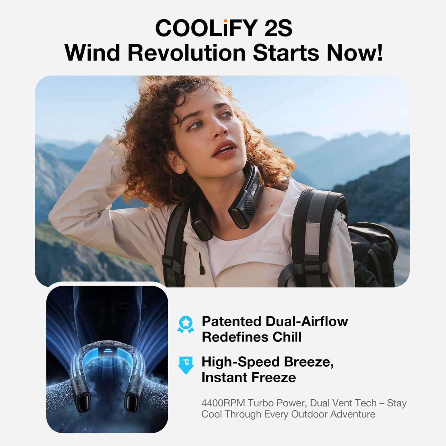 Torras Portable Neck Fan, COOLIFY 2S Neck Air Conditioner and Heater Bladeless 5000 mAh Rechargeable, Black