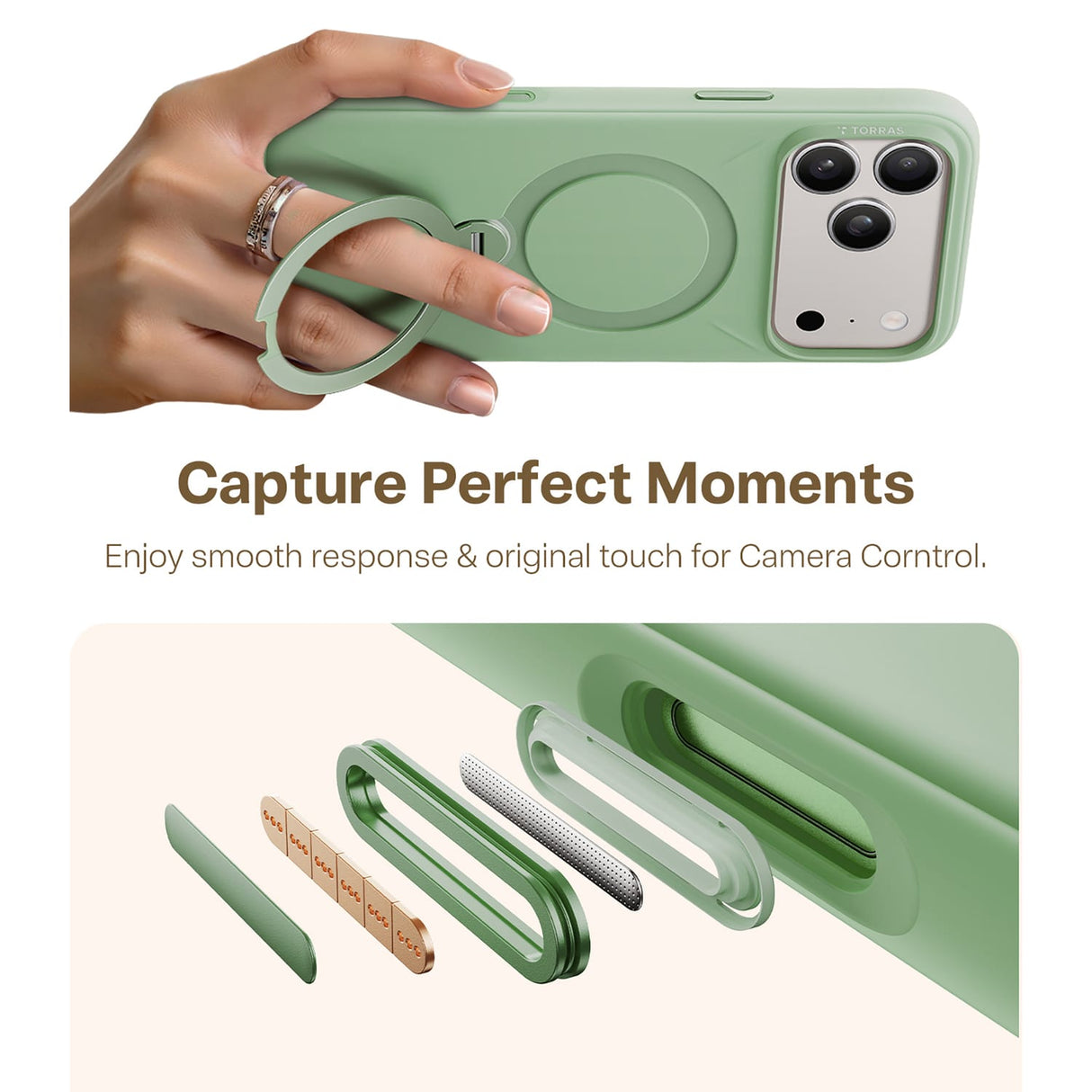 Torras Ostand Q3 Silicone Case, iPhone 17 Pro