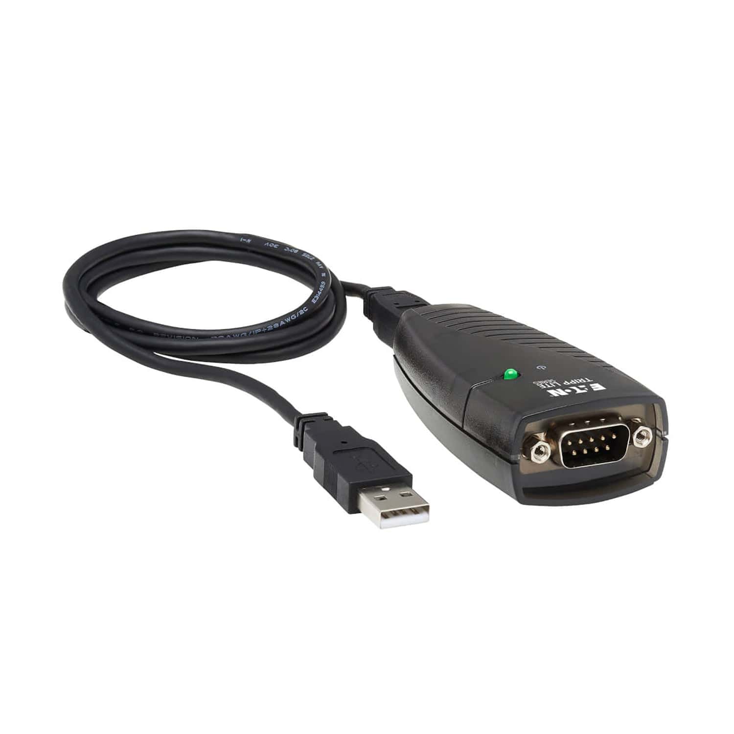 Tripp Lite by Eaton Keyspan USB-A Male to DB9 RS232 Male Serial Adapter, 3 Ft., Black, USA-19HS