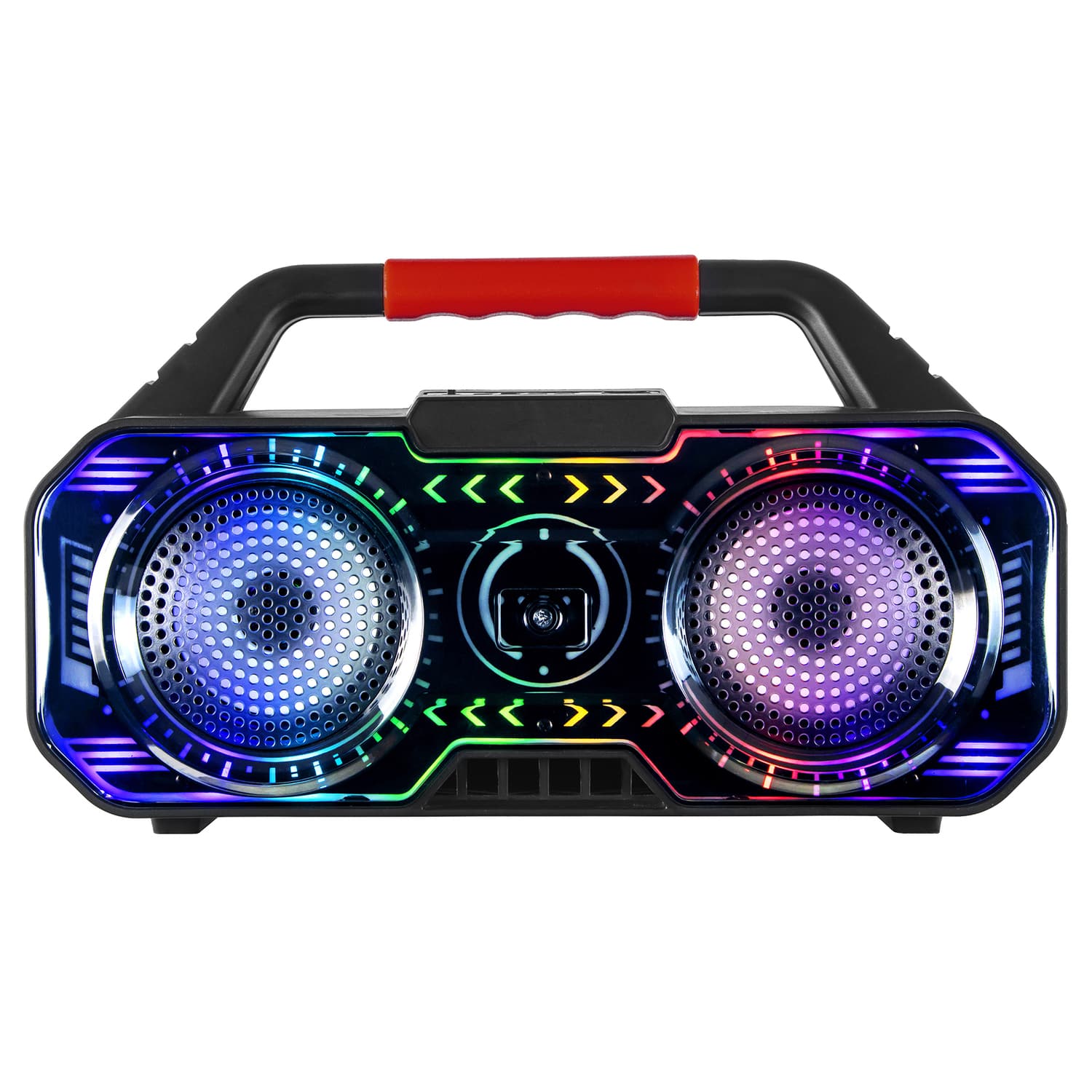 RCA 6-Watt BEAT-4 Portable Bluetooth Boom Box, TWS, Dual Drivers, RGB Lights, USB/microSD Card, FM Radio, up to 6 Hours Play Time