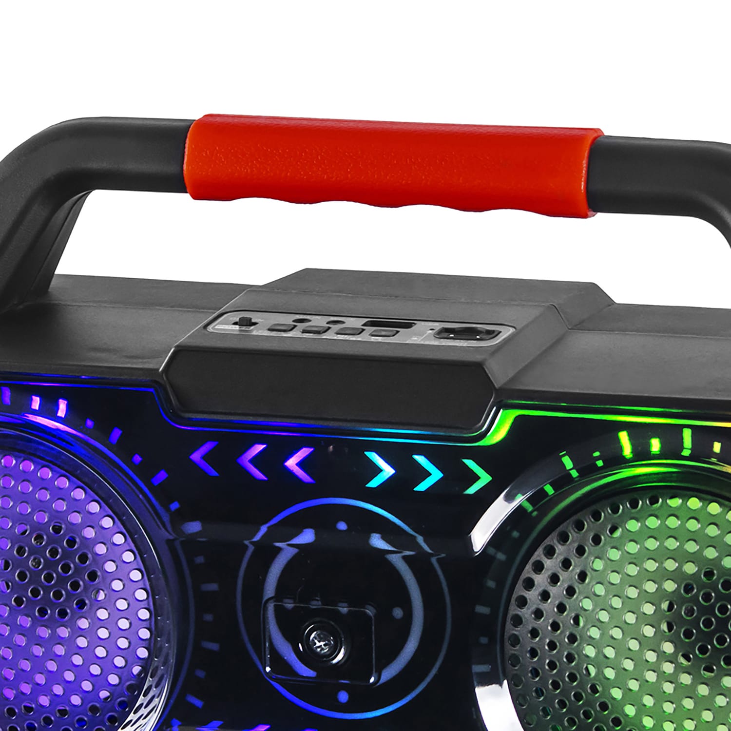 RCA 6-Watt BEAT-4 Portable Bluetooth Boom Box, TWS, Dual Drivers, RGB Lights, USB/microSD Card, FM Radio, up to 6 Hours Play Time