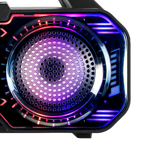 RCA 6-Watt BEAT-4 Portable Bluetooth Boom Box, TWS, Dual Drivers, RGB Lights, USB/microSD Card, FM Radio, up to 6 Hours Play Time