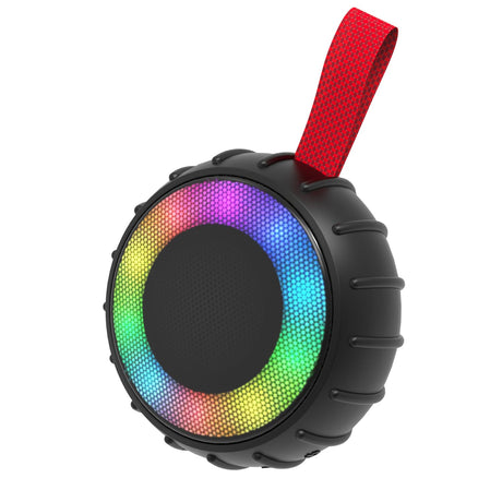 RCA 5-Watt Flame-101 Viper Mini Portable Bluetooth Party Speaker with TWS, RGB Lights, USB/microSD Card/Aux, FM Radio, up to 3 Hours Play Time, Black
