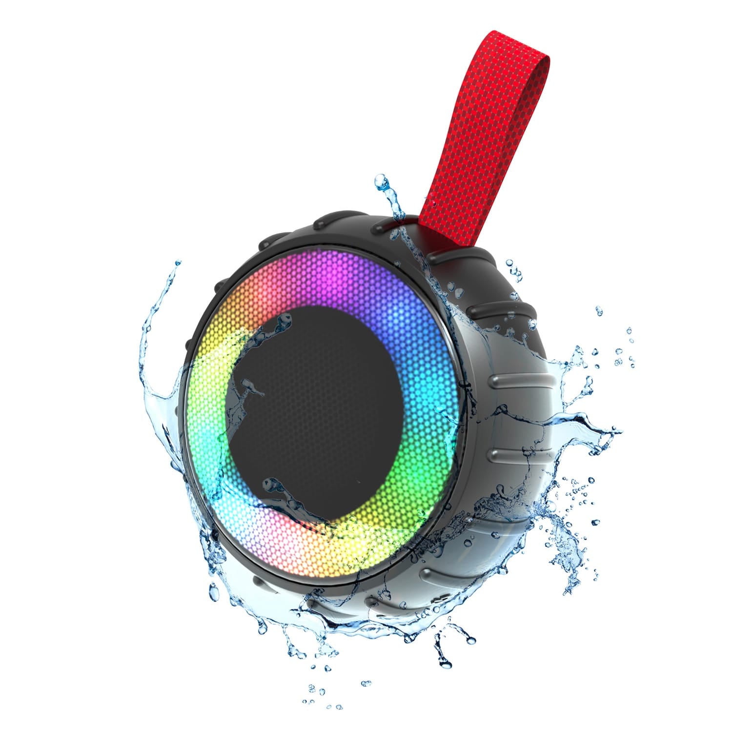 RCA 5-Watt Flame-101 Viper Mini Portable Bluetooth Party Speaker with TWS, RGB Lights, USB/microSD Card/Aux, FM Radio, up to 3 Hours Play Time, Black