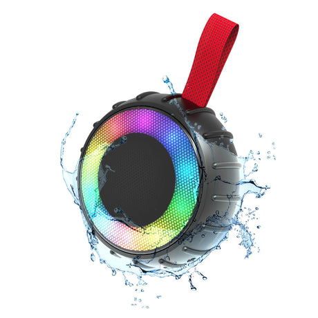 RCA 5-Watt Flame-101 Viper Mini Portable Bluetooth Party Speaker with TWS, RGB Lights, USB/microSD Card/Aux, FM Radio, up to 3 Hours Play Time, Black