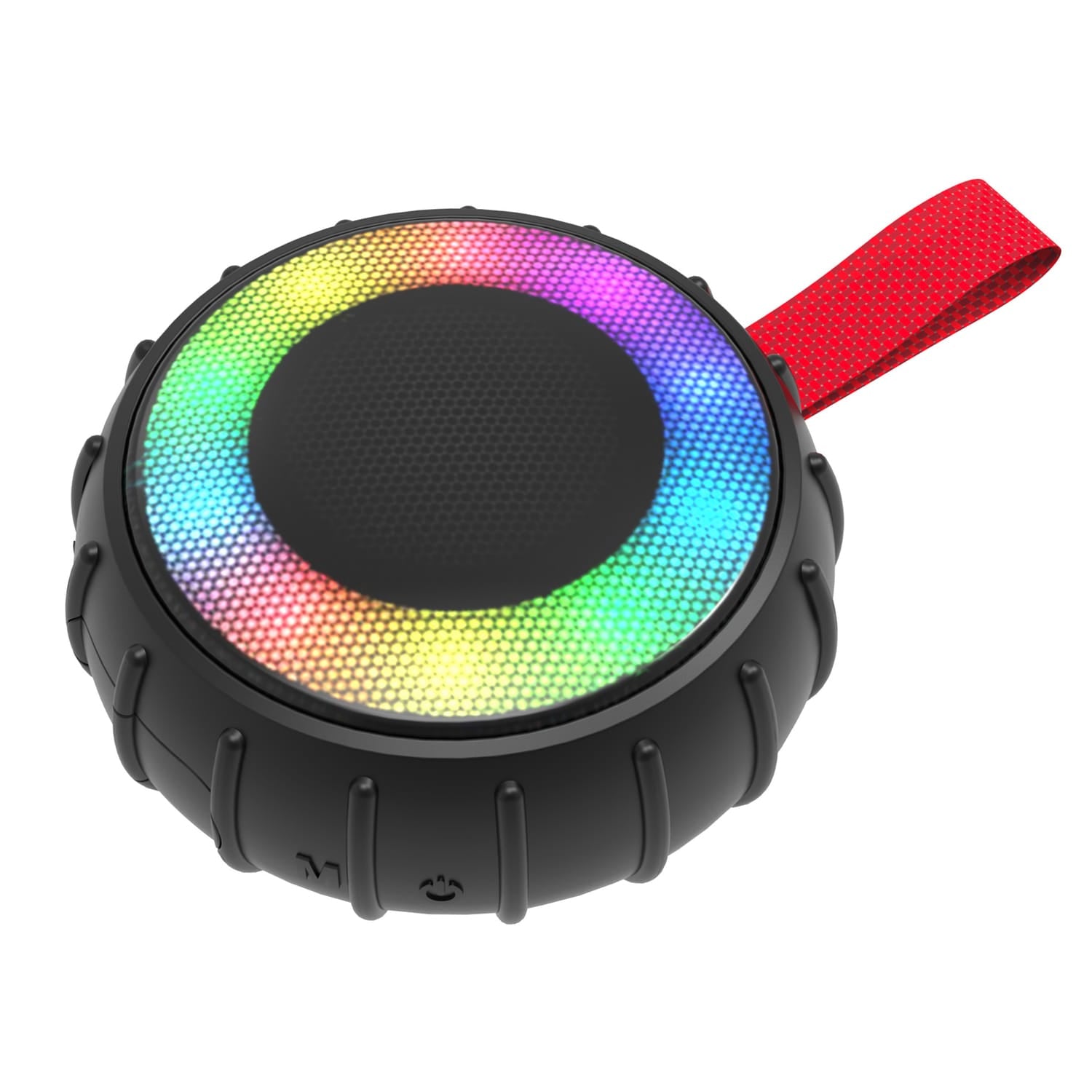 RCA 5-Watt Flame-101 Viper Mini Portable Bluetooth Party Speaker with TWS, RGB Lights, USB/microSD Card/Aux, FM Radio, up to 3 Hours Play Time, Black