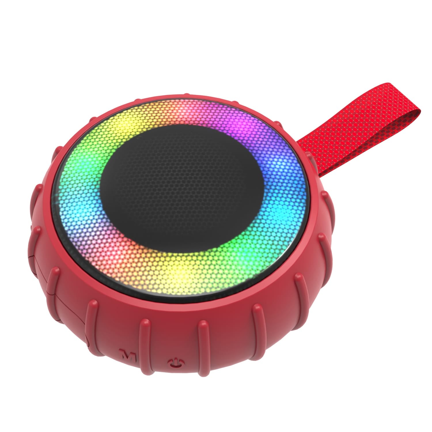 RCA 5-Watt Flame-101 Viper Mini Portable Bluetooth Party Speaker with TWS, RGB Lights, USB/microSD Card/Aux, FM Radio, up to 3 Hours Play Time, Red