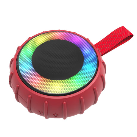 RCA 5-Watt Flame-101 Viper Mini Portable Bluetooth Party Speaker with TWS, RGB Lights, USB/microSD Card/Aux, FM Radio, up to 3 Hours Play Time, Red