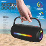 RCA 20-Watt FLEX-3 Micro Boom Portable Bluetooth Flame Mini Speaker with TWS, RGB Lights, USB/microSD Card/Aux, FM, up to 6 Hours Play Time, Black