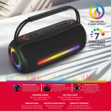 RCA 20-Watt FLEX-3 Micro Boom Portable Bluetooth Flame Mini Speaker with TWS, RGB Lights, USB/microSD Card/Aux, FM, up to 6 Hours Play Time, Black