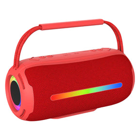 RCA 20-Watt FLEX-3 Micro Boom Portable Bluetooth Flame Mini Speaker with TWS, RGB Lights, USB/microSD Card/Aux, FM, up to 6 Hours Play Time, Red