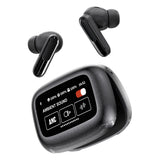 RCA WAVE-45 TWS Bluetooth In-Ear Earbuds with Mics, On-Ear Controls, ANC, Charging Case with Touch Screen, up to 6 Hours Play Time, Black