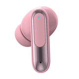 RCA WAVE-45 TWS Bluetooth In-Ear Earbuds with Mics, On-Ear Controls, ANC, Charging Case with Touch Screen, up to 6 Hours Play Time, Pink