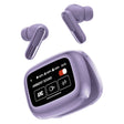 RCA WAVE-45 TWS Bluetooth In-Ear Earbuds with Mics, On-Ear Controls, ANC, Charging Case with Touch Screen, up to 6 Hours Play Time, Purple