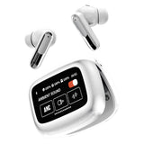 RCA WAVE-45 TWS Bluetooth In-Ear Earbuds with Mics, On-Ear Controls, ANC, Charging Case with Touch Screen, up to 6 Hours Play Time, White