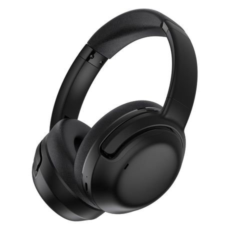 RCA WAVE-76 Bluetooth Flat-Folding On-Ear Headphones with Mic, ANC, On-Ear Controls, 3D Earpads, up to 25 Hours Play Time, Black