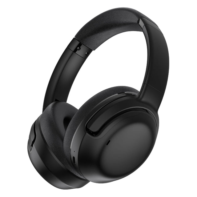 RCA WAVE-76 Bluetooth Flat-Folding On-Ear Headphones with Mic, ANC, On-Ear Controls, 3D Earpads, up to 25 Hours Play Time, Black