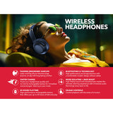 RCA WAVE-76 Bluetooth Flat-Folding On-Ear Headphones with Mic, ANC, On-Ear Controls, 3D Earpads, up to 25 Hours Play Time, Blue