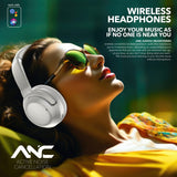 RCA WAVE-76 Bluetooth Flat-Folding On-Ear Headphones with Mic, ANC, On-Ear Controls, 3D Earpads, up to 25 Hours Play Time, Silver