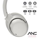 RCA WAVE-76 Bluetooth Flat-Folding On-Ear Headphones with Mic, ANC, On-Ear Controls, 3D Earpads, up to 25 Hours Play Time, Silver