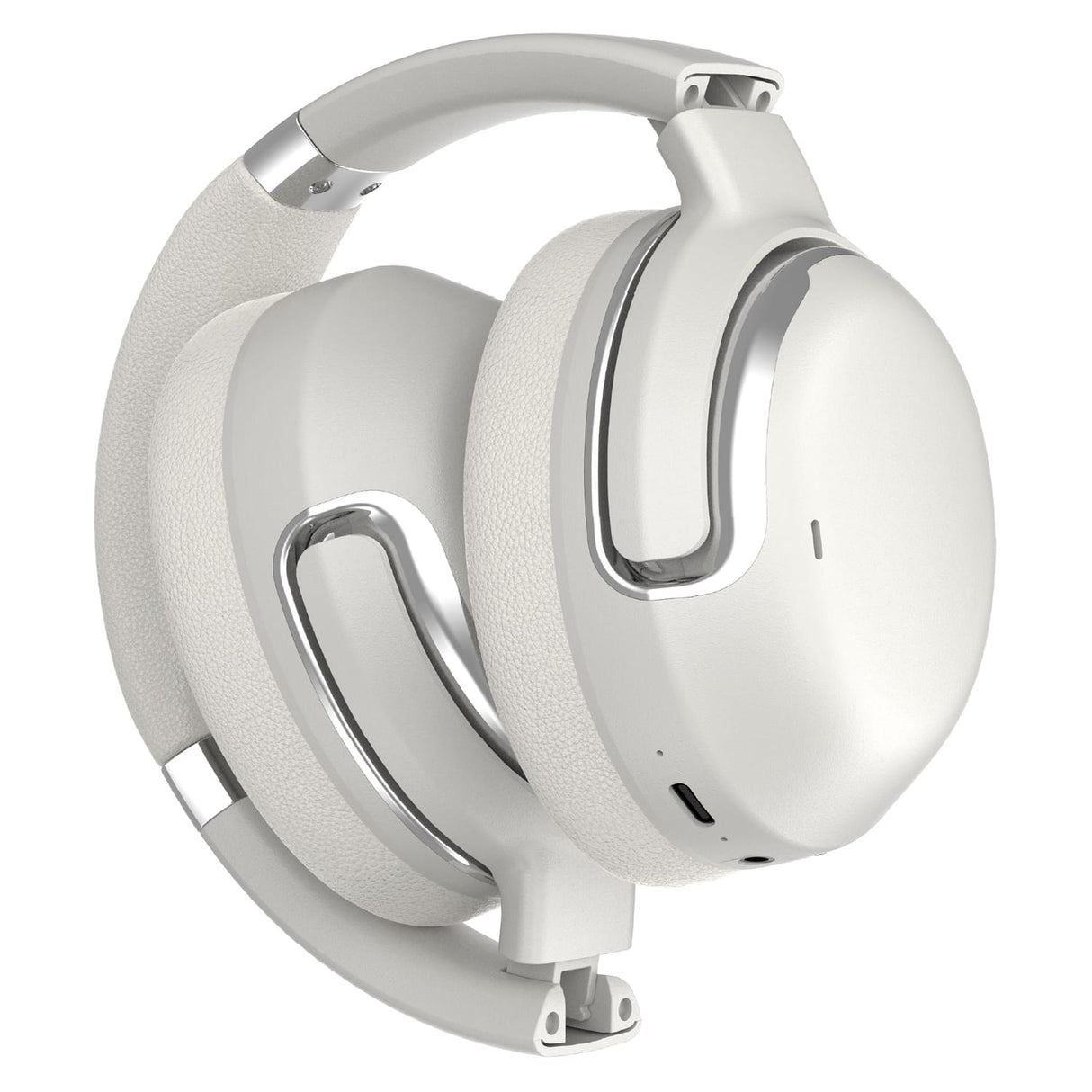 RCA WAVE-76 Bluetooth Flat-Folding On-Ear Headphones with Mic, ANC, On-Ear Controls, 3D Earpads, up to 25 Hours Play Time, Silver