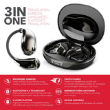 RCA WAVE-88 AI Translator TWS Bluetooth Open-Ear Earbuds with Mics, On-Ear Controls, Charging Case with Screen, up to 6 Hours Play Time, Black