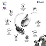 RCA WAVE-88 AI Translator TWS Bluetooth Open-Ear Earbuds with Mics, On-Ear Controls, Charging Case with Screen, up to 6 Hours Play Time, White